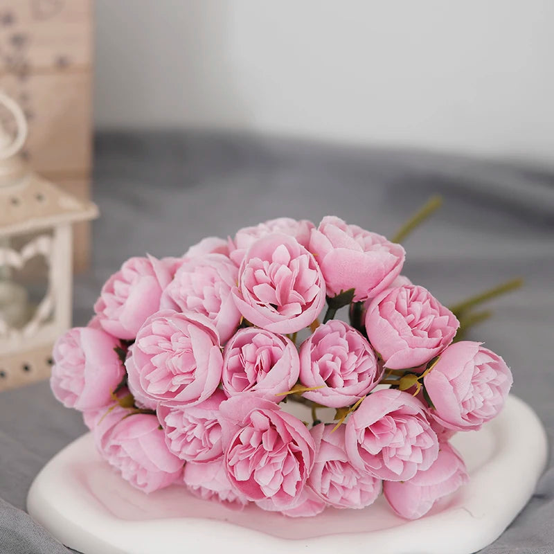 27-Head Artificial Peony Rose Bouquet – Soft Silk Flowers for Vase & Wedding Decor