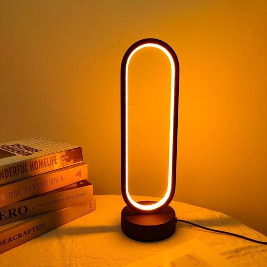 GlowRing LED Table Lamp – Tricolor Dimmable Night Light for Bedroom