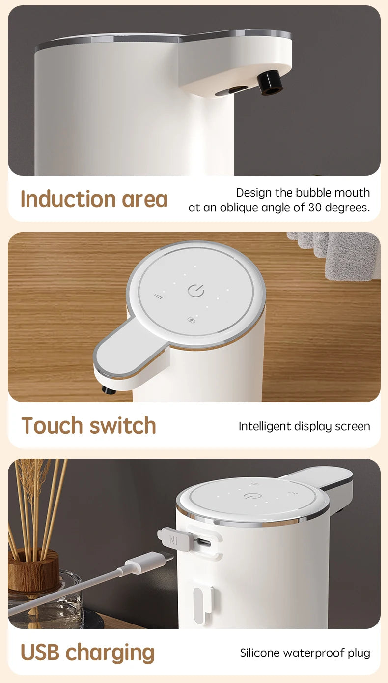 Smart Touchless Automatic Soap Dispenser – Wall-Mounted or Desktop Use | Rechargeable USB Foam & Liquid Hand Wash Pump (360ml)