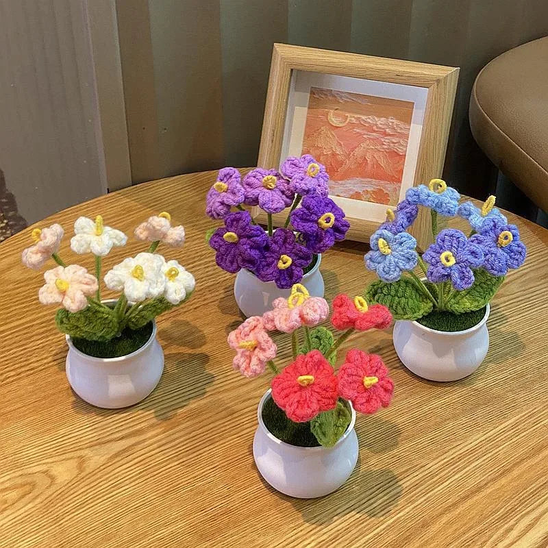 DIY Handwoven Woolen Mini Potted Flower – Cute Desk Decor & Gift