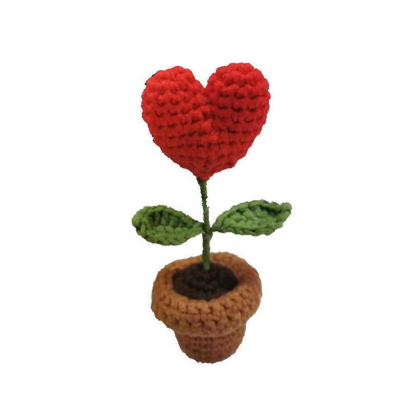 DIY Handwoven Woolen Mini Potted Flower – Cute Desk Decor & Gift