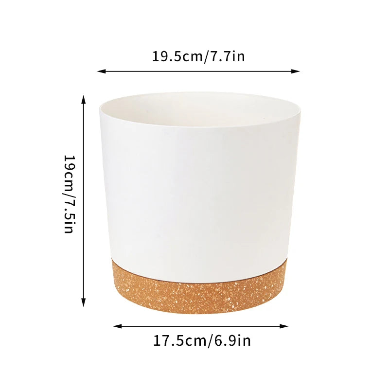 Modern Circular Indoor Plant Pot with Tray – Succulent & Bonsai Planter for Home Decor