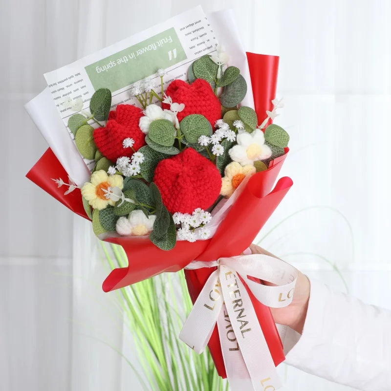 Handcrafted Knitted Flower Bouquet – Cozy Crochet Blooms for Gifting & Décor