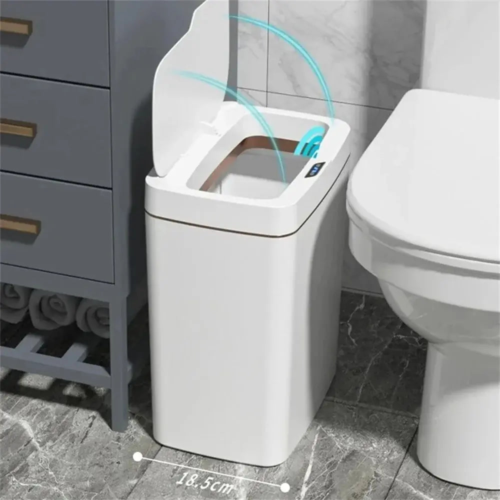 Smart Sensor Bathroom Trash Can – 15L Touchless with Automatic Bagging