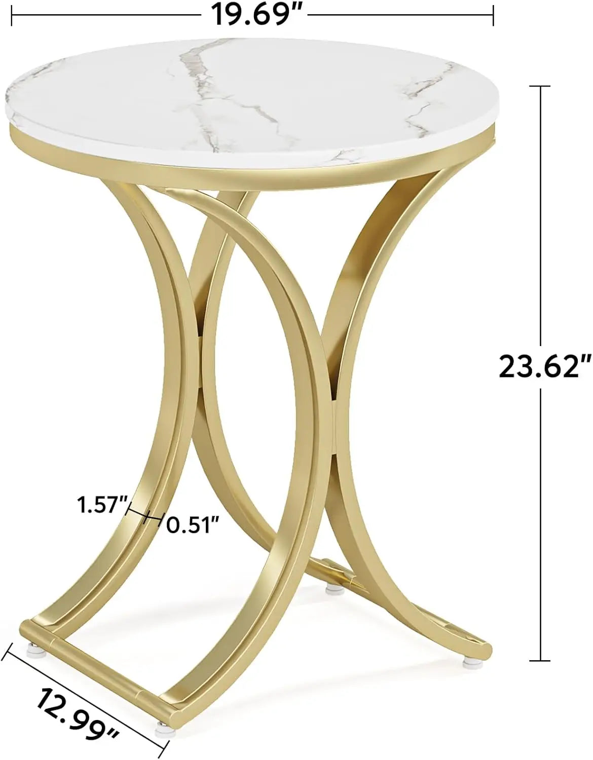 Elegant Round Faux Marble & Gold Side Table – Modern Accent Table for Living Room or Bedroom