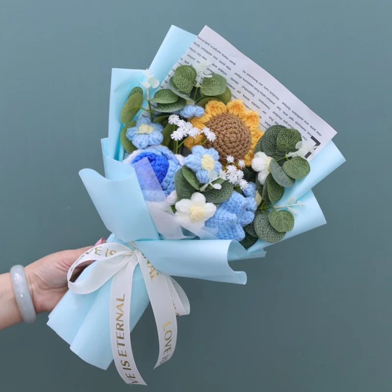 Handcrafted Knitted Flower Bouquet – Cozy Crochet Blooms for Gifting & Décor