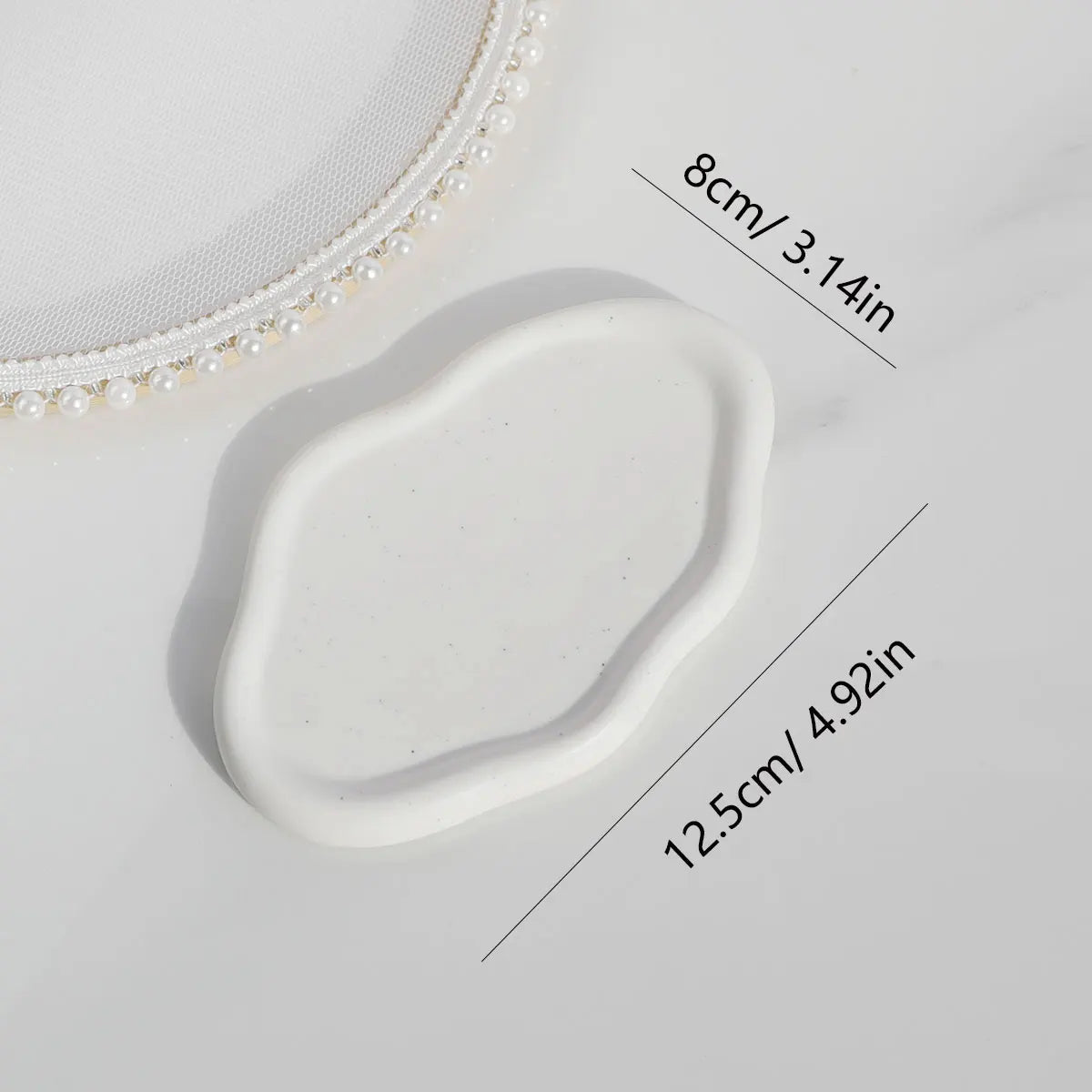 Modern Irregular Ceramic Jewelry Tray – Silver Oval Ring & Key Holder Dish for Vanity, Desk, or Gift