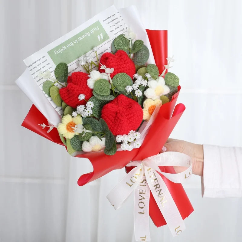 Handcrafted Knitted Flower Bouquet – Cozy Crochet Blooms for Gifting & Décor