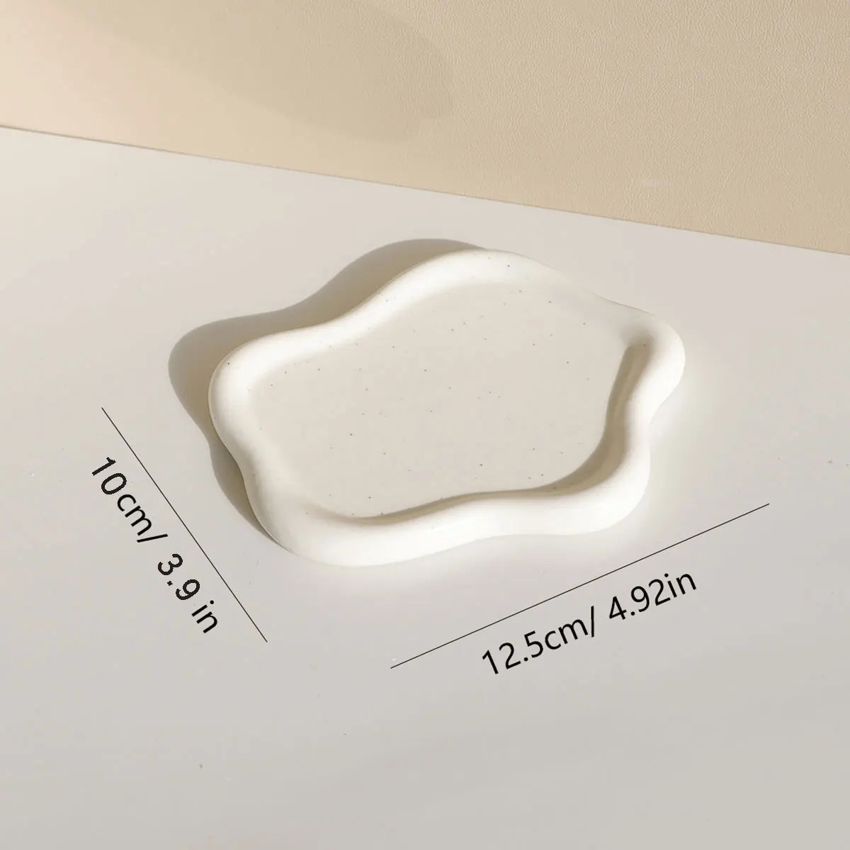 Modern Irregular Ceramic Jewelry Tray – Silver Oval Ring & Key Holder Dish for Vanity, Desk, or Gift