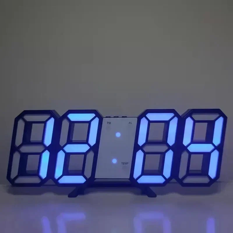 3D LED Digital Alarm Clock with Time, Date & Temperature – Modern Wall & Desk Display