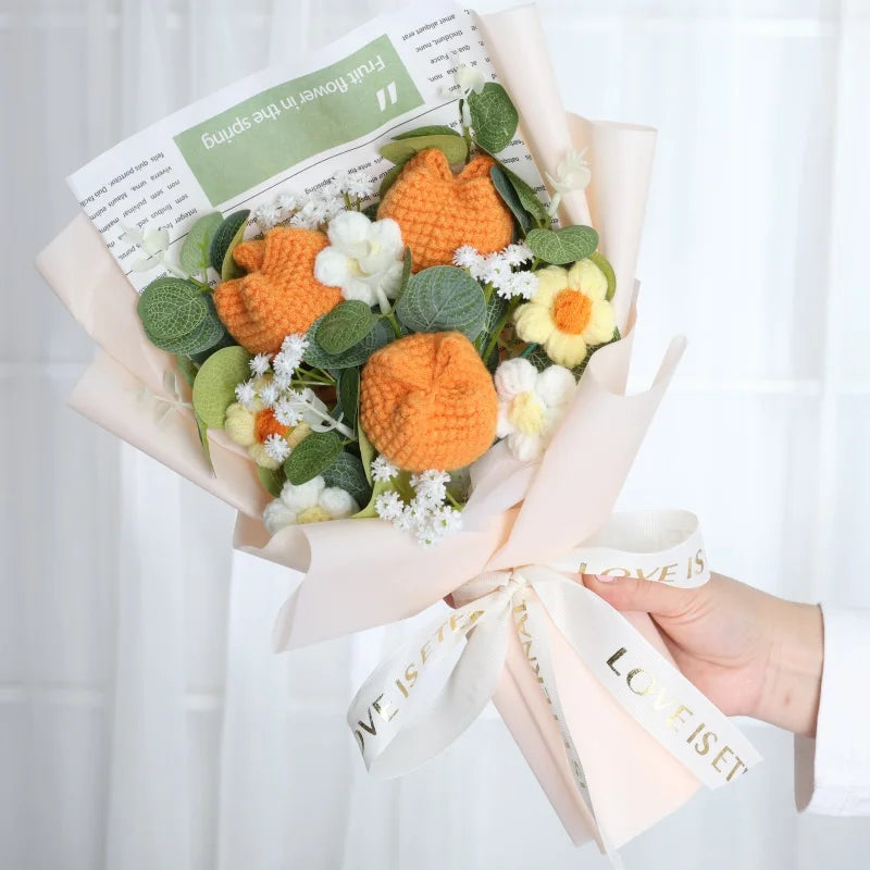 Handcrafted Knitted Flower Bouquet – Cozy Crochet Blooms for Gifting & Décor
