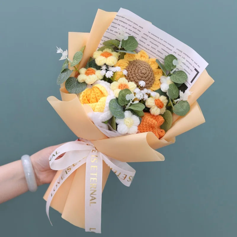 Handcrafted Knitted Flower Bouquet – Cozy Crochet Blooms for Gifting & Décor