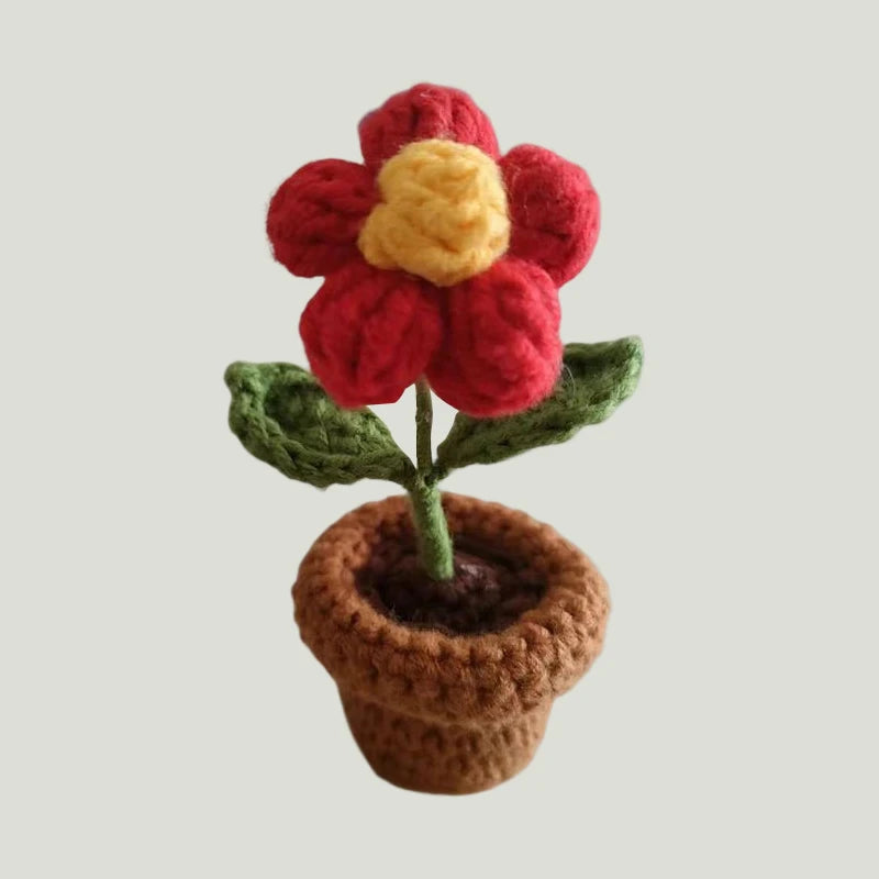 DIY Handwoven Woolen Mini Potted Flower – Cute Desk Decor & Gift