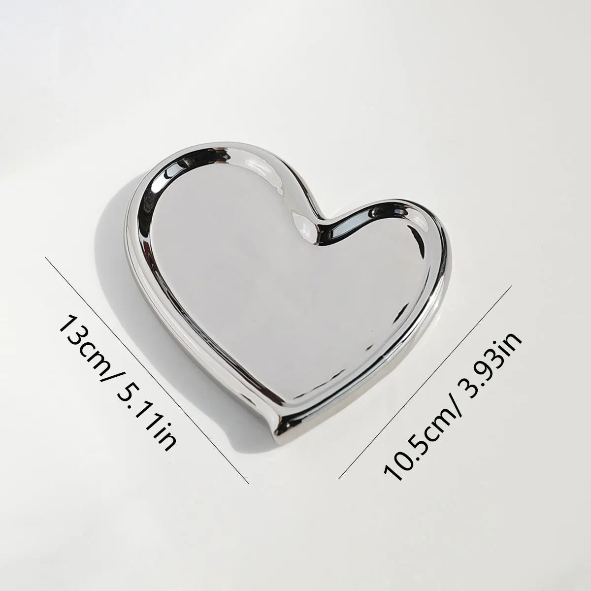 Modern Irregular Ceramic Jewelry Tray – Silver Oval Ring & Key Holder Dish for Vanity, Desk, or Gift
