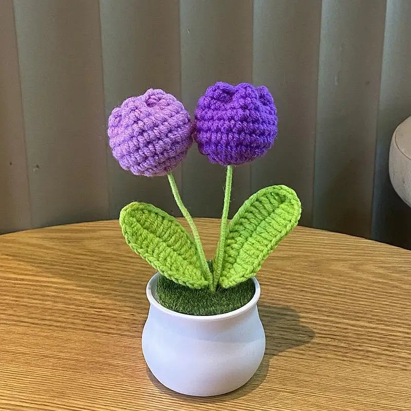 DIY Handwoven Woolen Mini Potted Flower – Cute Desk Decor & Gift