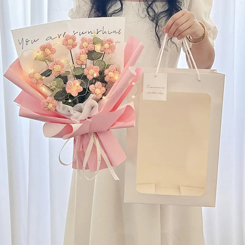Crochet LED Flower Bouquet – Handmade Graduation & Wedding Gift
