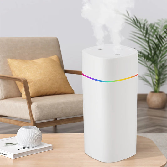 USB Cool Mist Humidifier – 600ml Portable Aromatherapy Diffuser with Night Light for Home & Car