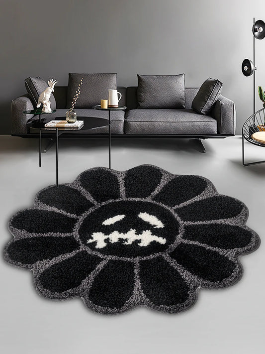 Smiling Flower Tufted Rug – Retro Accent for Cozy Spaces