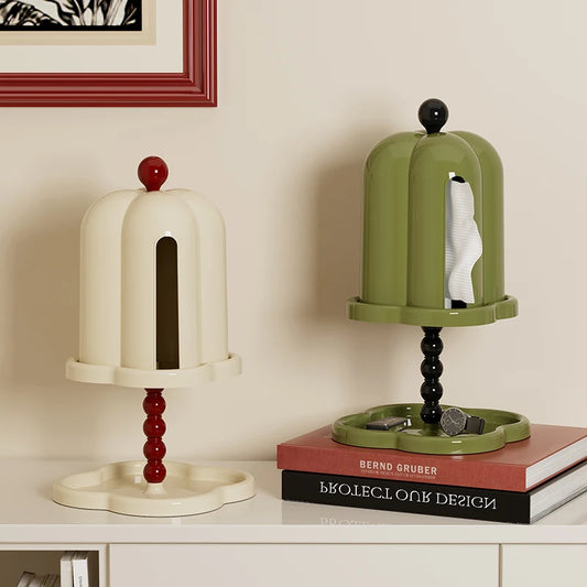 Luxury Retro Tissue Box – French-Inspired Coffee Roll Paper Holder with Tray Organizer