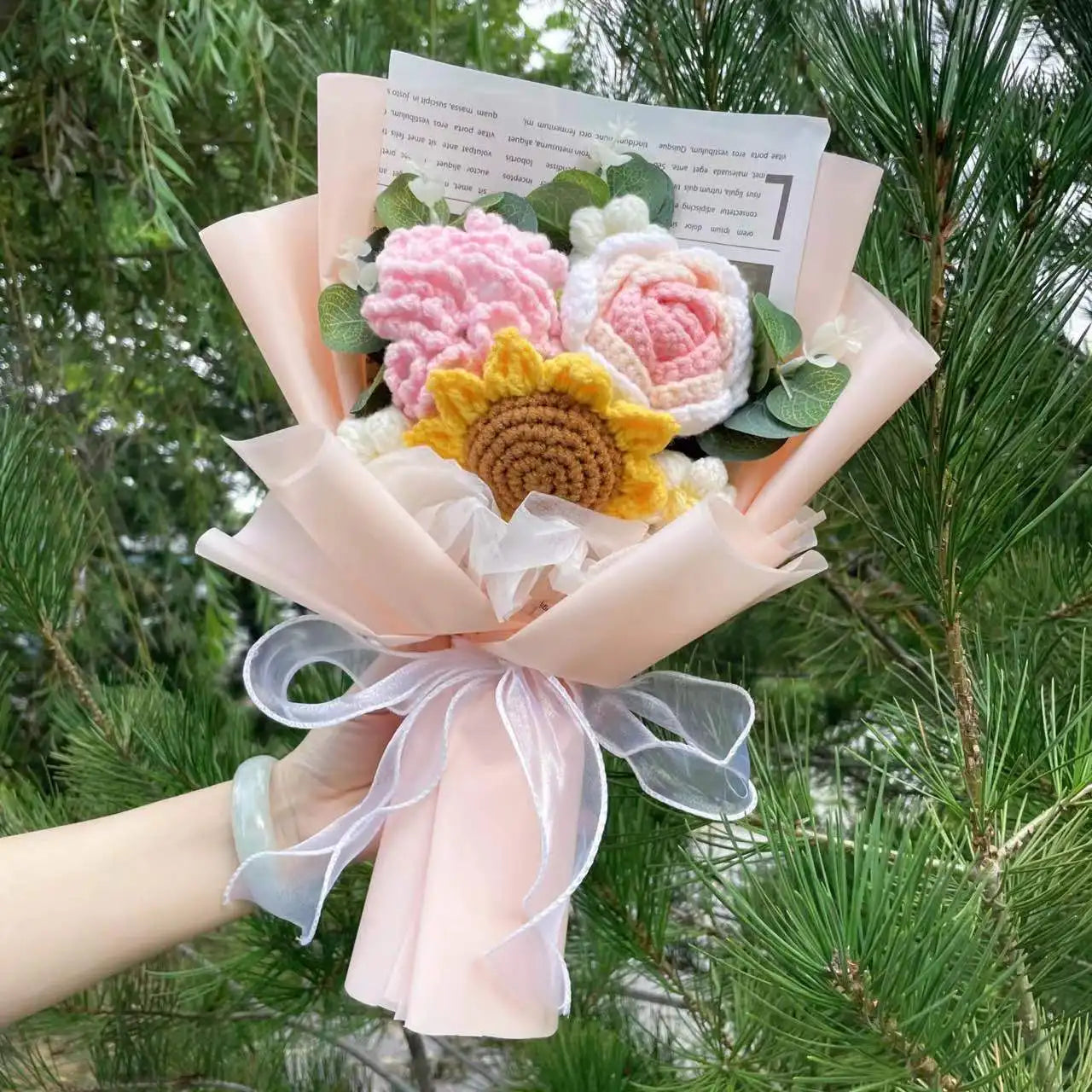 Handcrafted Knitted Flower Bouquet – Cozy Crochet Blooms for Gifting & Décor