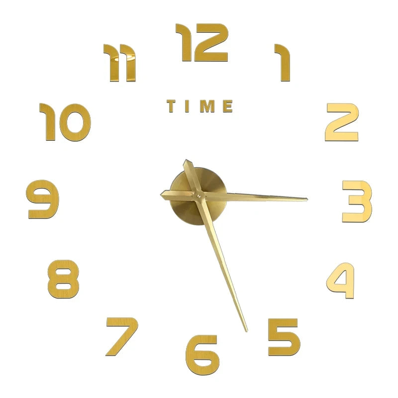Modern 3D DIY Large Wall Clock – Quartz Acrylic Mirror Sticker Clock for Living Room & Office Décor