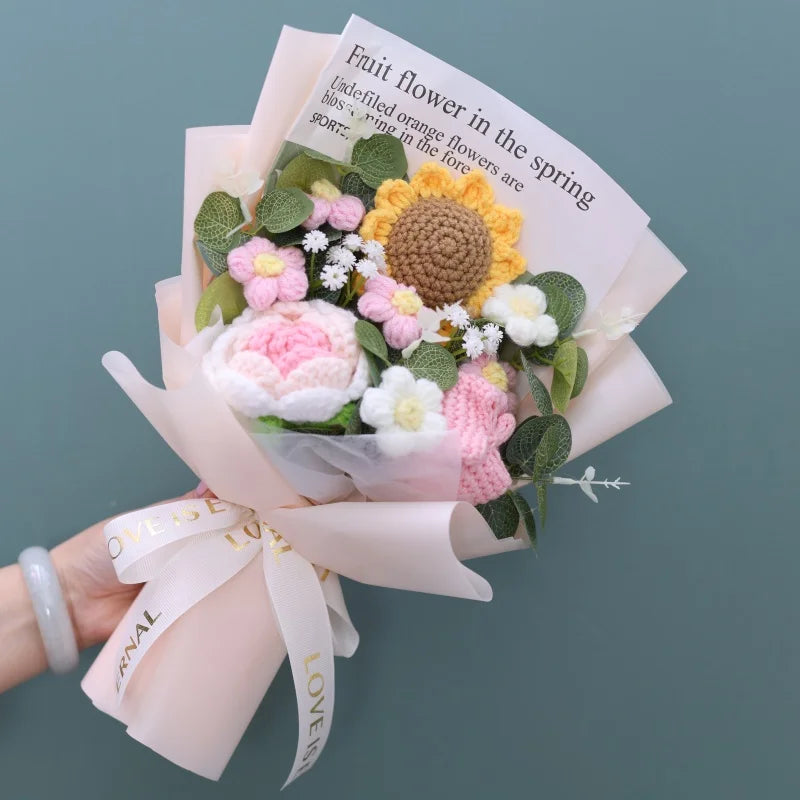 Handcrafted Knitted Flower Bouquet – Cozy Crochet Blooms for Gifting & Décor