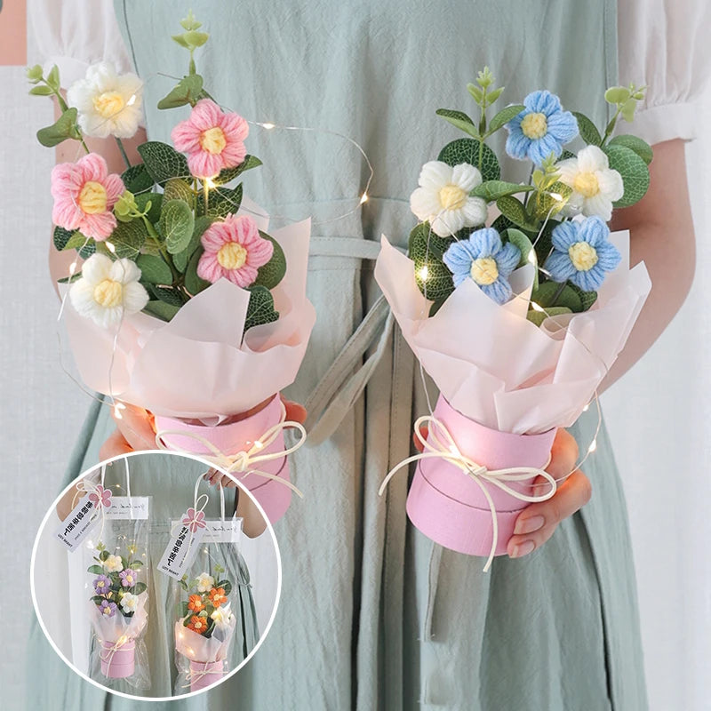 Crochet LED Flower Bouquet – Handmade Graduation & Wedding Gift