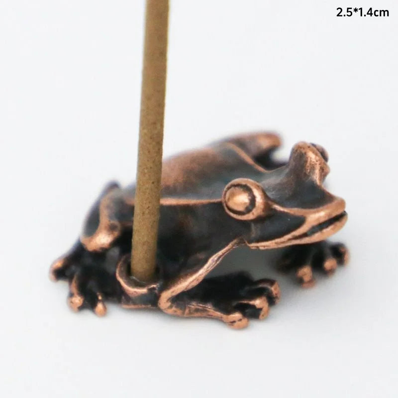 Antique Brass Meditation Zen Frog – Mini Statue for Tranquil Home & Desk Decor