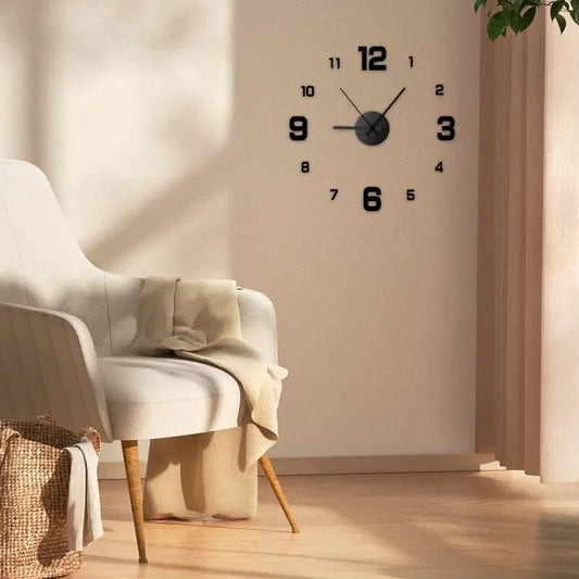 Minimalist Frameless DIY Wall Clock – Silent Modern Wall Décor for Home, Office, Bedroom