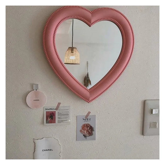 Pink Heart Wall Mirror – Cute Decorative Mirror for Dorms, Bedrooms & Vanity Spaces