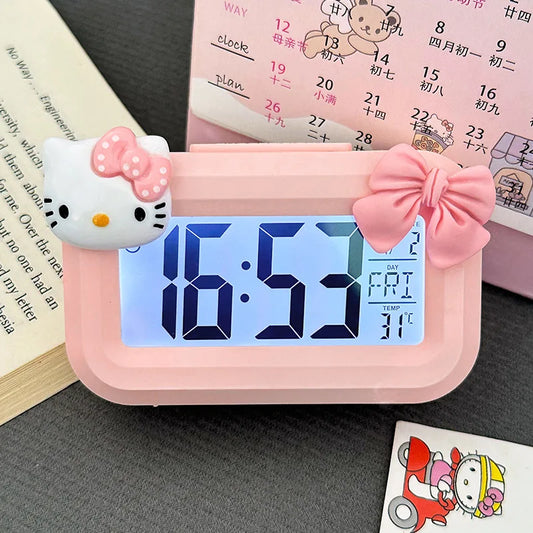 Hello Kitty Digital Alarm Clock – Cute DIY LED Mini Clock for Dorms & Desks