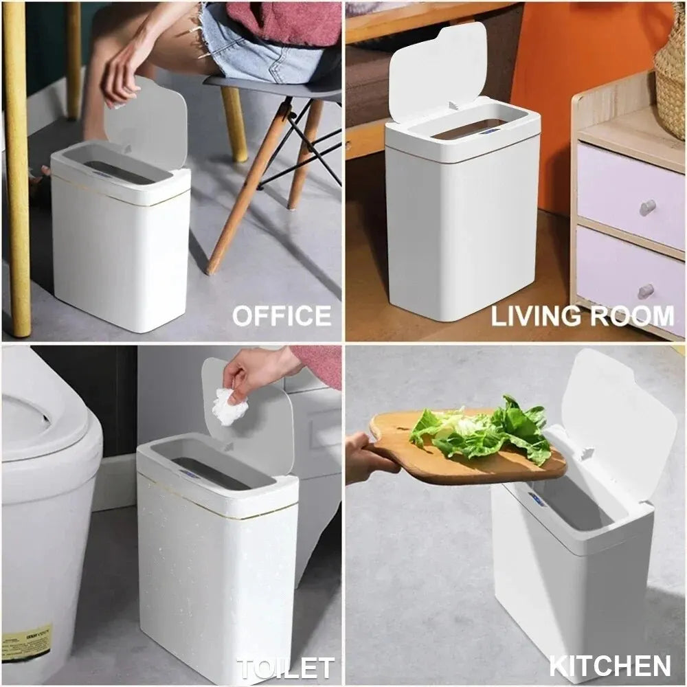 Smart Sensor Bathroom Trash Can – 15L Touchless with Automatic Bagging