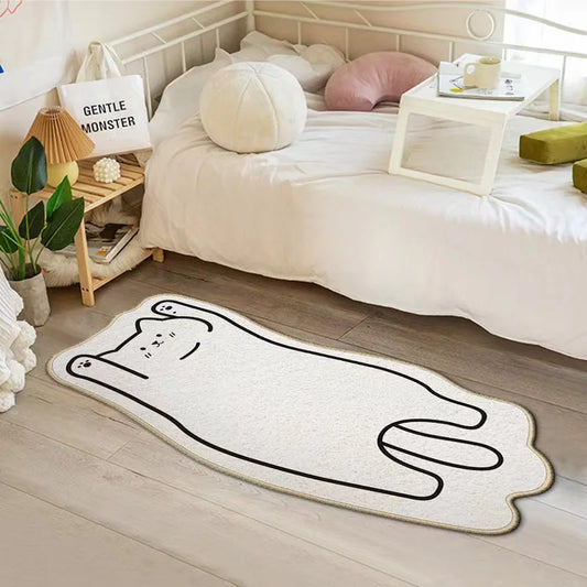 Cozy Bear-Shaped Cartoon Carpet – Soft Cashmere Floor Mat for Bedroom, Living Room & Kids’ Spaces (Multiple Sizes)