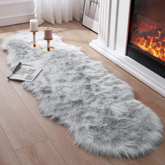 Soft Sheepskin Rug – Fluffy Faux Fur Carpet for Bedroom, Sofa & Living Room